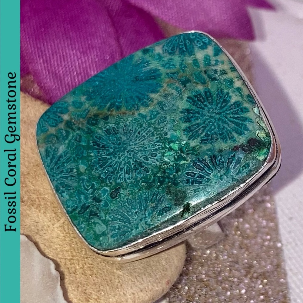 Fossil Coral Gemstone Handmade Ring